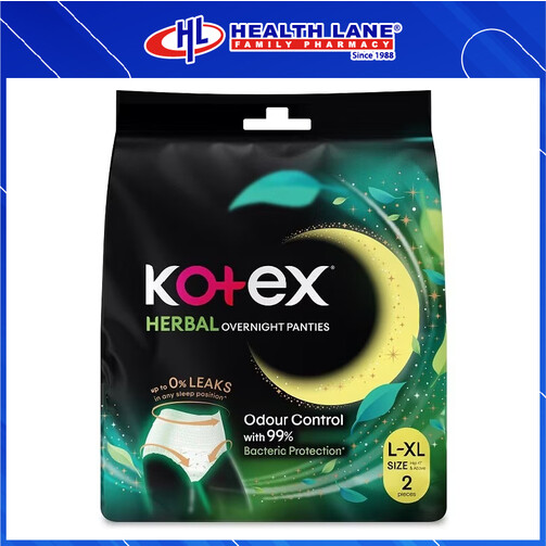 KOTEX OVERNIGHT PANTIES HERBAL 2S (L/XL)
