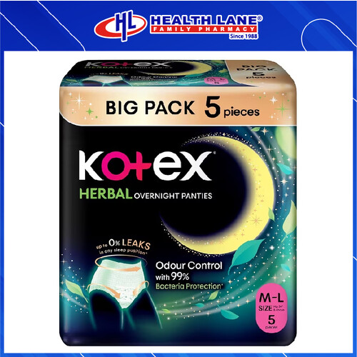 KOTEX OVERNIGHT PANTIES HERBAL 5S (M/L)