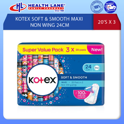 KOTEX SOFT & SMOOTH MAXI NON WING 24CM 20'S X 3