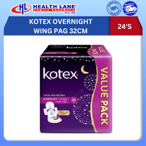 KOTEX OVERNIGHT WING PAG 32CM 24'S