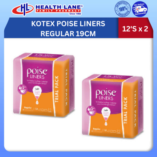 KOTEX POISE LINERS REGULAR 19CM 12'S X 2