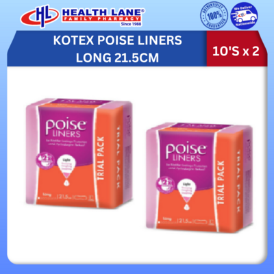 KOTEX POISE LINERS LONG 21.5CM 10'S X 2