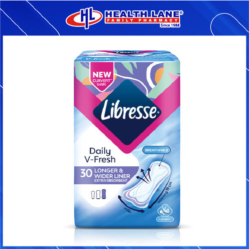 LIBRESSE LONGER & WIDER SLIM PANTY LINERS 30'S