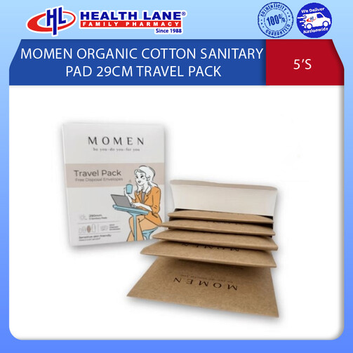 MOMEN ORGANIC COTTON SANITARY PAD 29CM TRAVEL PACK 5'S