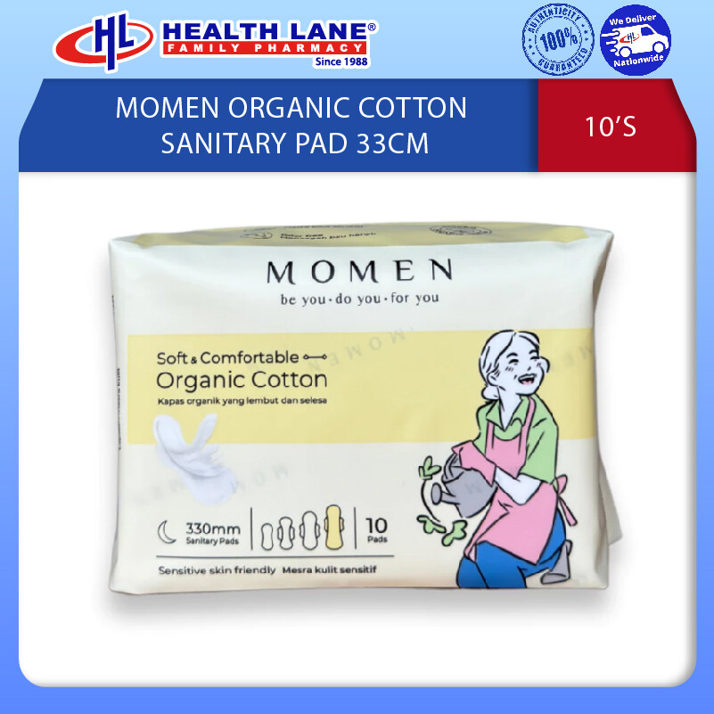 MOMEN ORGANIC COTTON SANITARY PAD 33CM 10'S