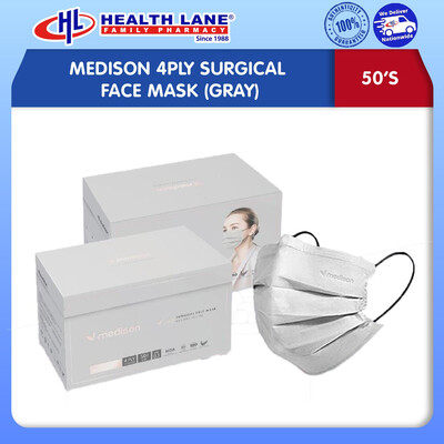 MEDISON 4PLY SURGICAL FACE MASK (GREY) 50'S