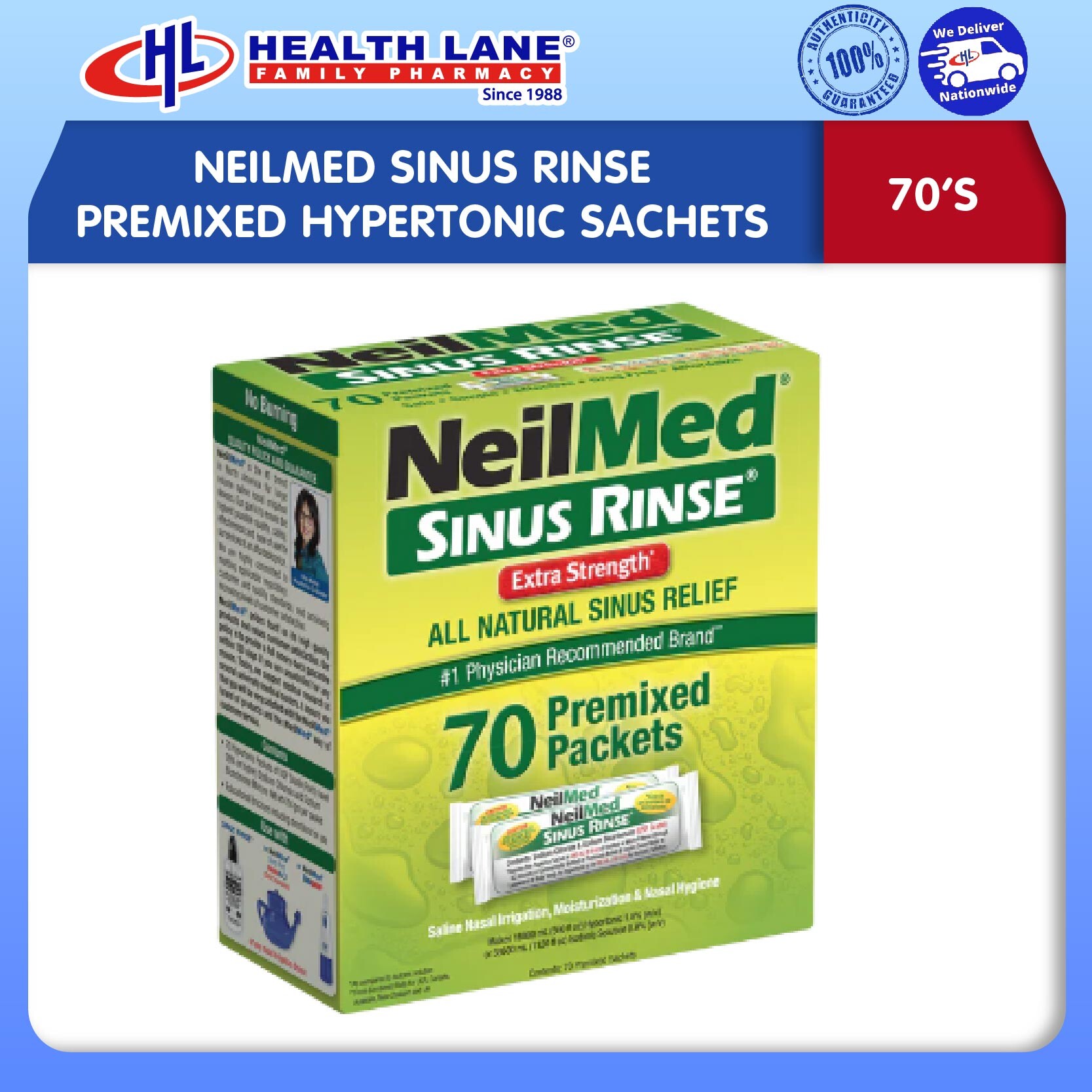 NEILMED SINUS RINSE PREMIXED HYPERTONIC SACHETS 70'S 