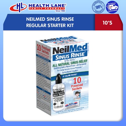 NEILMED SINUS RINSE REGULAR BOTTLE STARTER KIT (ADULT) 10'S