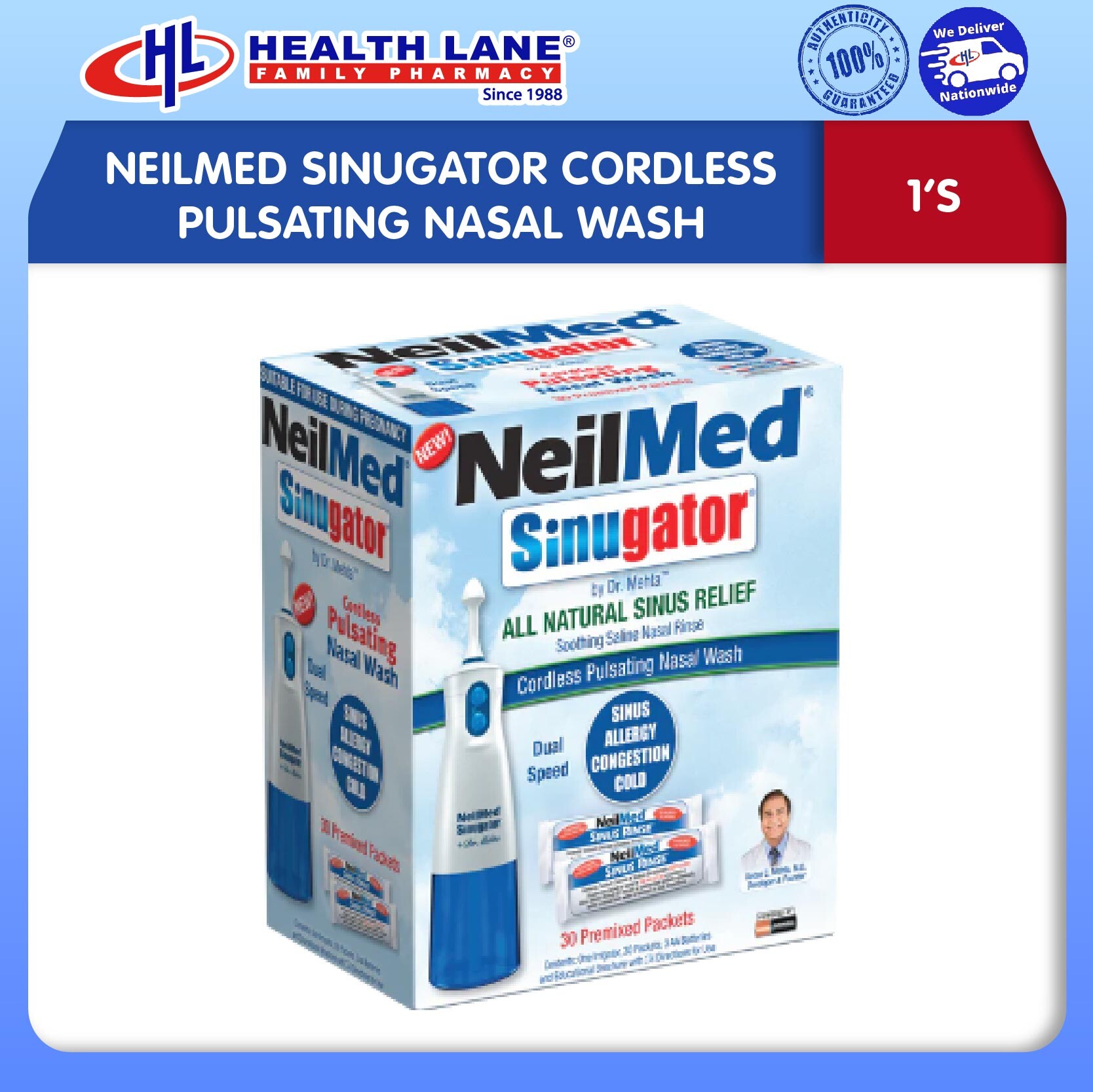NEILMED SINUGATOR CORDLESS PULSATING NASAL SABUN