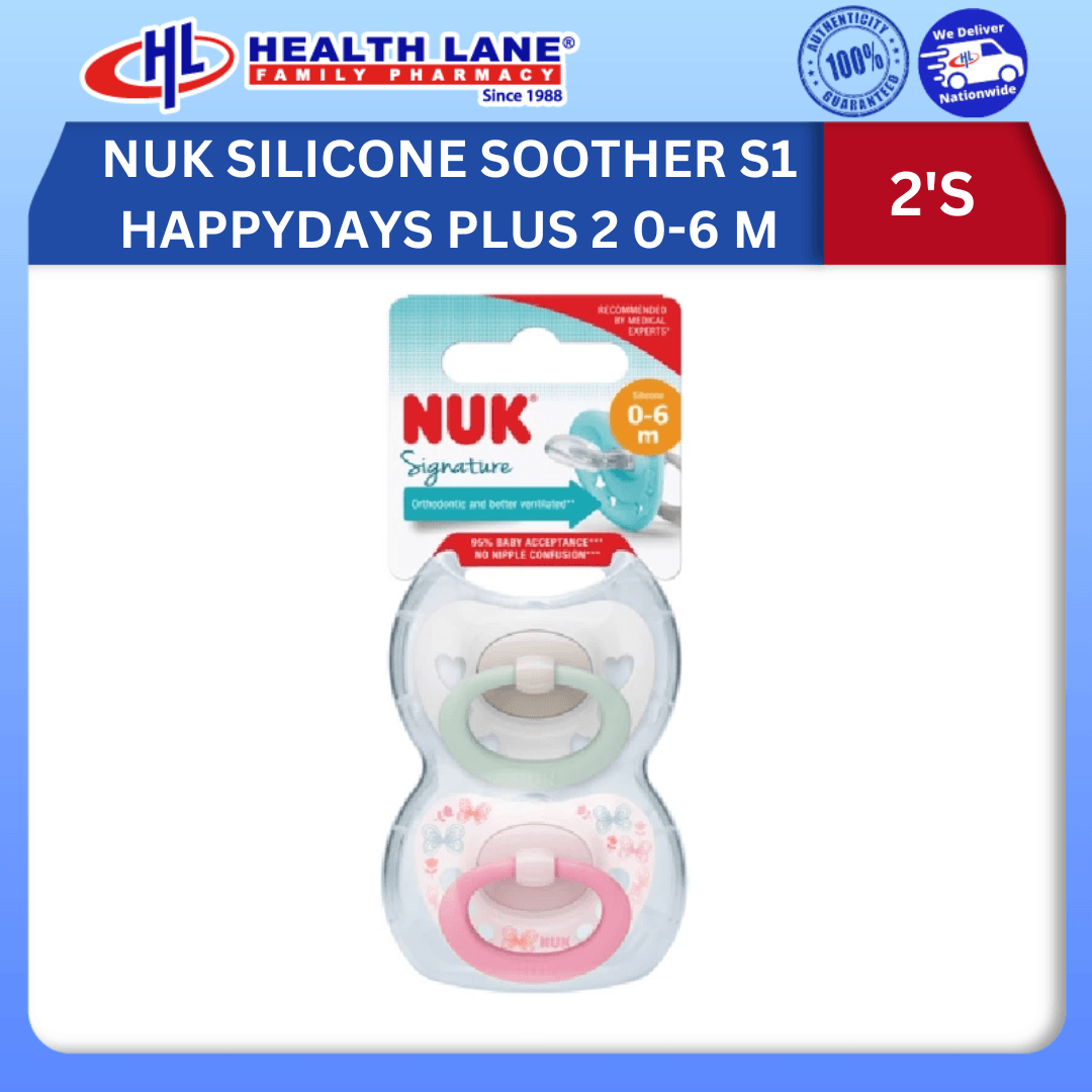 NUK SILICONE SOOTHER S1 HAPPYDAYS PLUS 2 0-6 M