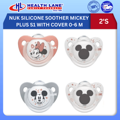 NUK SILICONE SOOTHER MICKEY PLUS S1 DENGAN COVER 0-6 MONTHS 2'S 