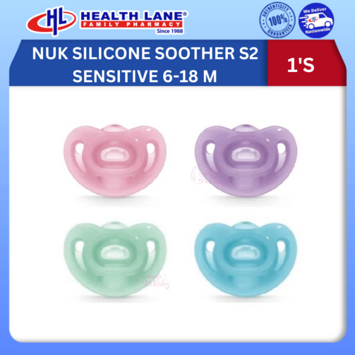 NUK SILICONE SOOTHER S2 SENSITIVE 6-18 MONTHS 1'S