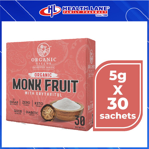 ORGANIC FIELDS MONK FRUIT SWEETENER (5G X 30'S)