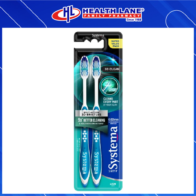 SYSTEMA TOOTHBRUSH 3D CLEAN 2'S (SUPER VALUE PACK)