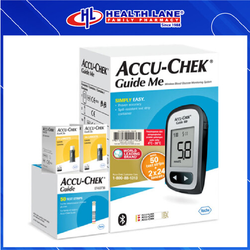 ACCU-CHEK GUIDE ME VALUE KIT - METER + 50'S TEST STRIPS + 48'S LANCETS  (101242476)