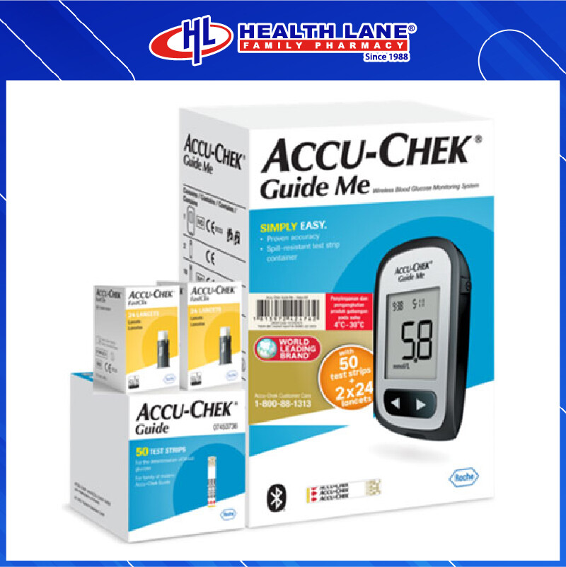 ACCU-CHEK GUIDE ME VALUE KIT - METER + 50'S TEST STRIPS + 48'S LANCETS  (101242476)