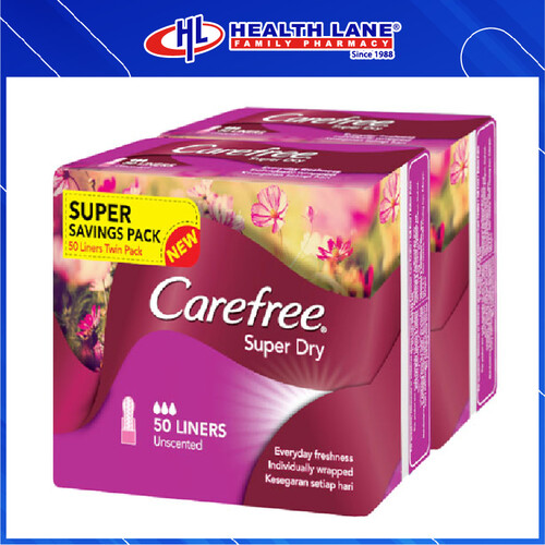 CAREFREE SUPER DRY UNSCENTED 50'S X 2