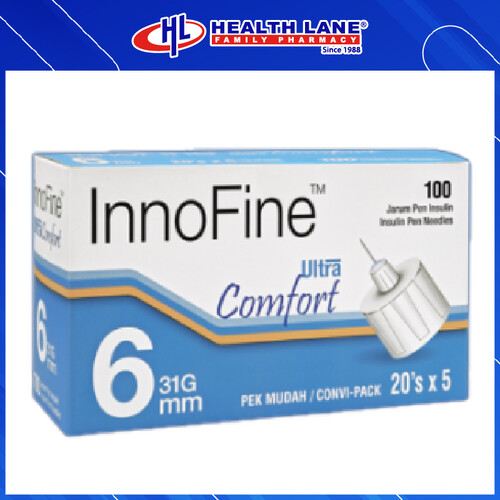 INNOFINE PEN NEEDLE 6MM 31G 20'S