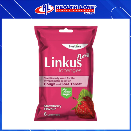 LINKUS LOZENGE NOVA TANPA GULA 6'S - STRAWBERI