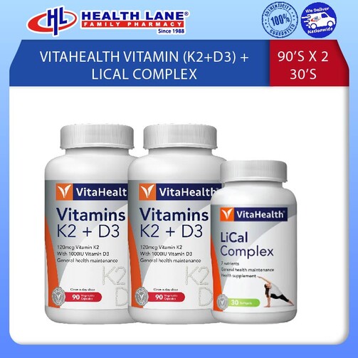 VITAHEALTH VITAMIN K2+D3 (90'S X 2) + LICAL COMPLEX 30'S