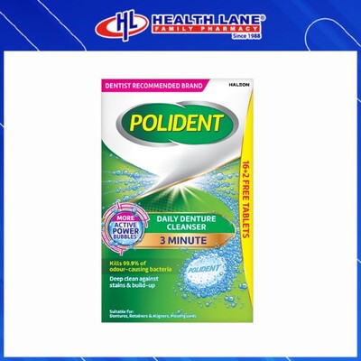 POLIDENT GIGI PALSU CLEANSER TAB (16'S+2'S)