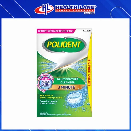 POLIDENT GIGI PALSU CLEANSER TAB (16'S+2'S)