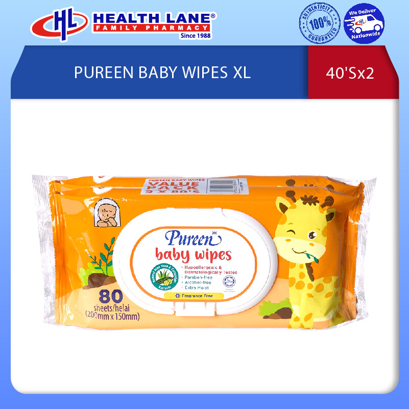 PUREEN BABY WIPES XL 40'Sx2