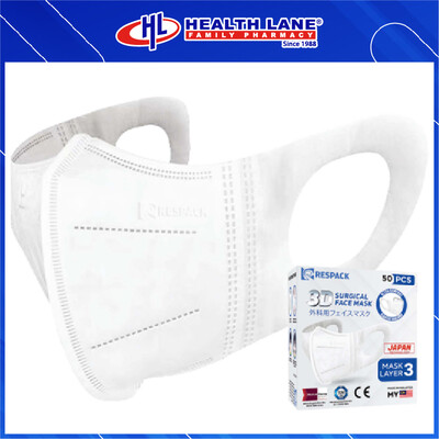 RESPACK SURGICAL  FACE MASK 3 PLY 50'S- ADULT 3D