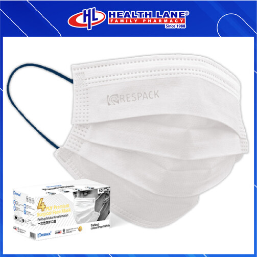 RESPACK  FACE MASK 4PLY 50'S - PEARLWHITE