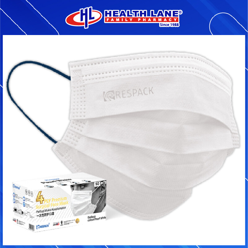 RESPACK  FACE MASK 4PLY 50'S - PEARLWHITE