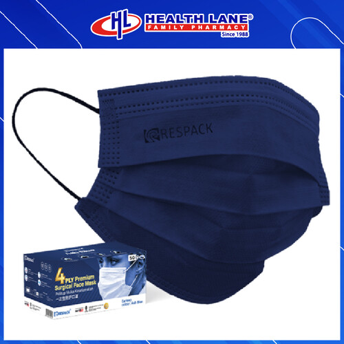 RESPACK  FACE MASK 4PLY 50'S - ASH BLUE