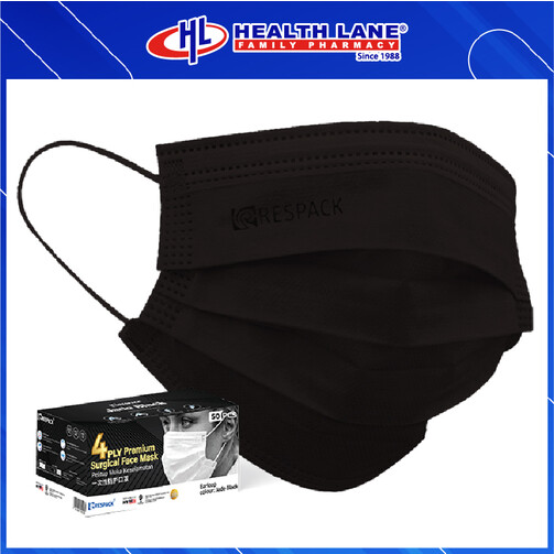 RESPACK  FACE MASK 4PLY 50'S - JADE BLACK 