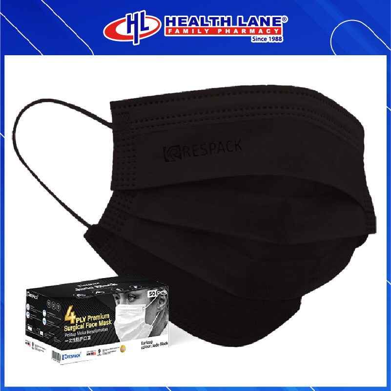 RESPACK  FACE MASK 4PLY 50'S - JADE BLACK