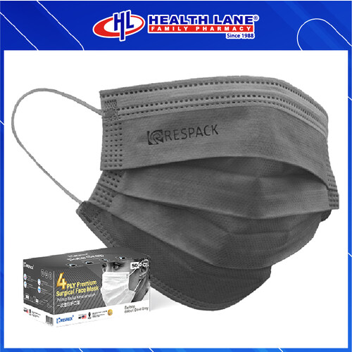 RESPACK  FACE MASK 4PLY 50'S - DOVE GREY