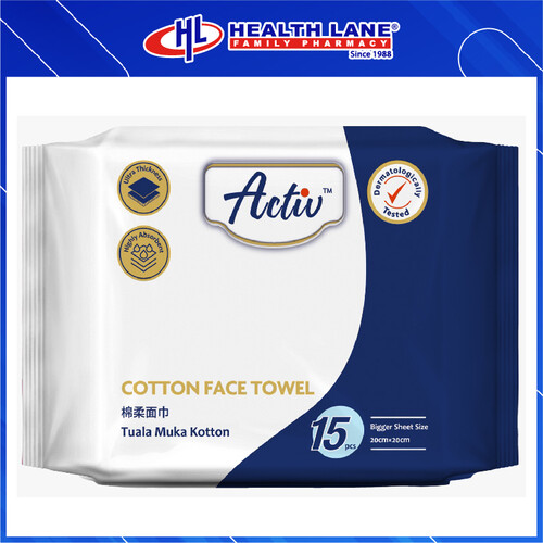 RESPACK ACTIV COTTON FACE TOWEL 15'S