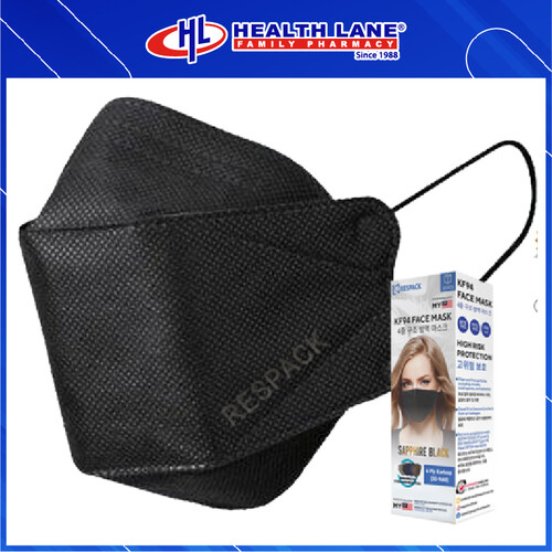 RESPACK FACE MASK 4PLY KF94 EARLOOP- BLACK (20'S)