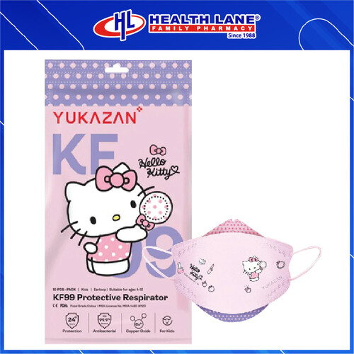 YUKAZAN PROTECTIVE  FACE MASK 4PLY EARLOOP 10'S- HELLO KITTY CANDY