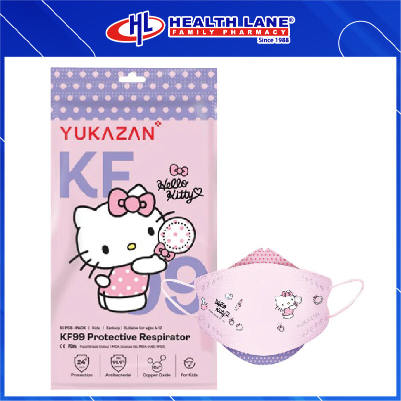YUKAZAN PROTECTIVE  FACE MASK 4PLY EARLOOP 10'S- HELLO KITTY CANDY
