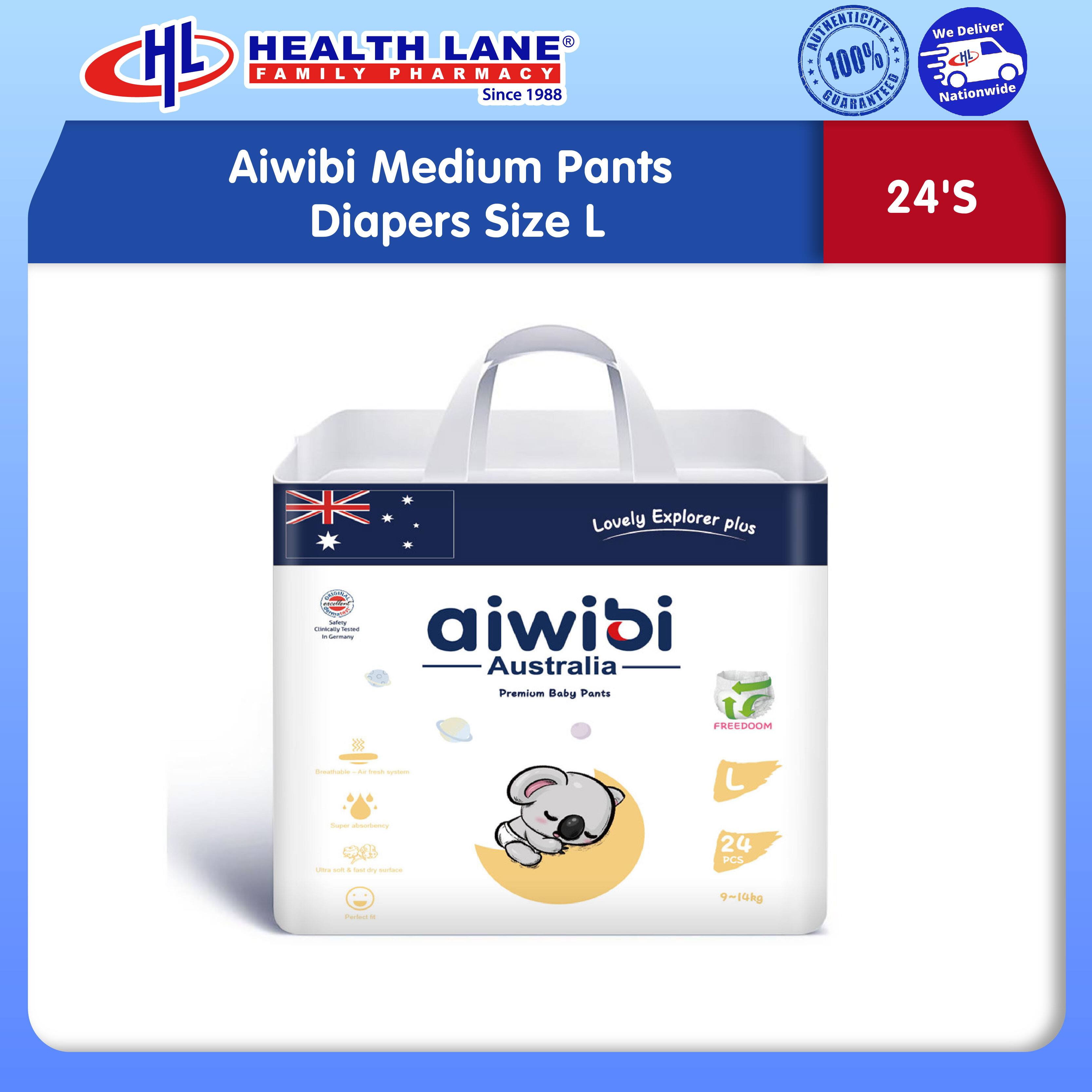 AIWIBI DIAPERS PANTS 24'S (MEDIUM PACK)- L