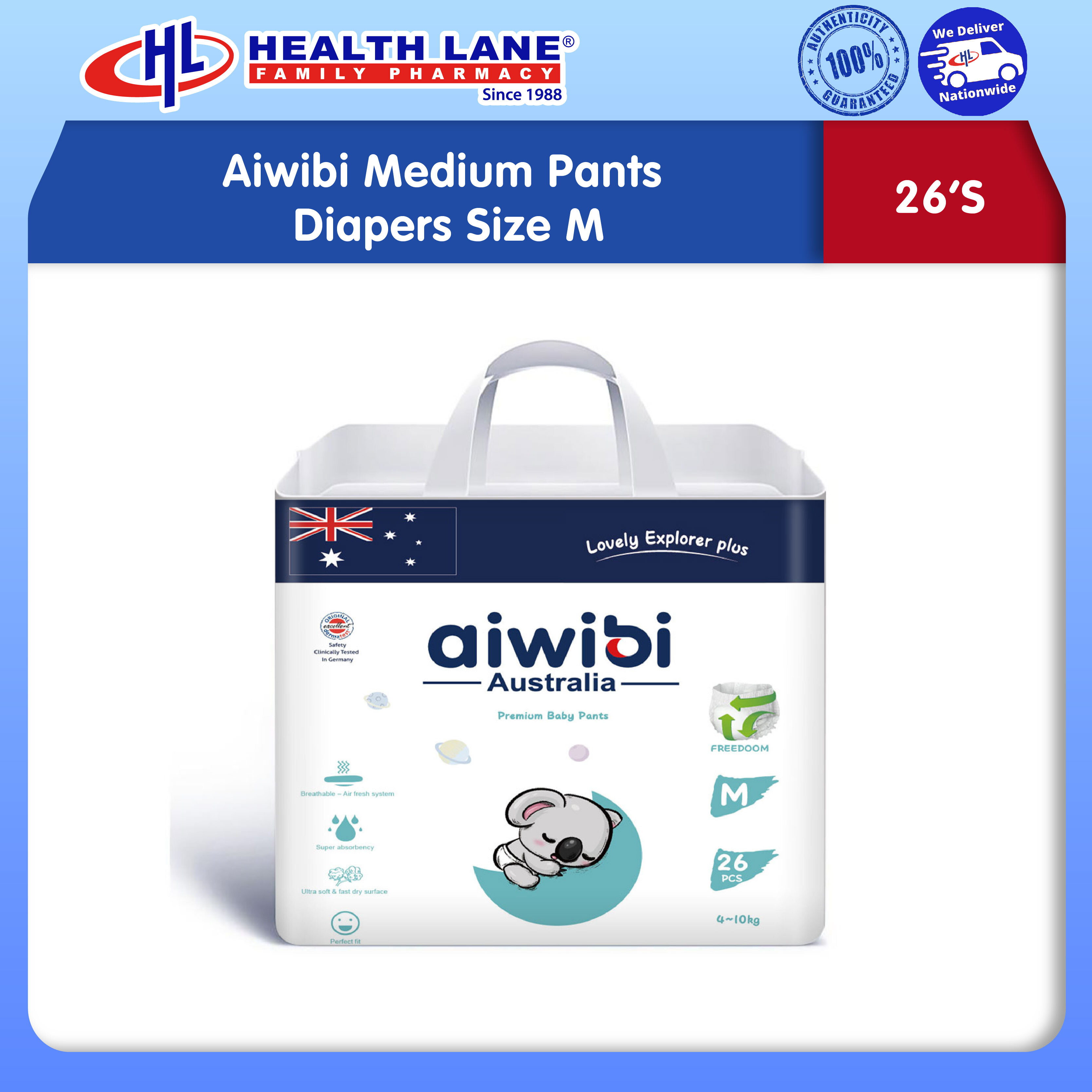 AIWIBI DIAPERS PANTS 26'S (MEDIUM PACK)- M