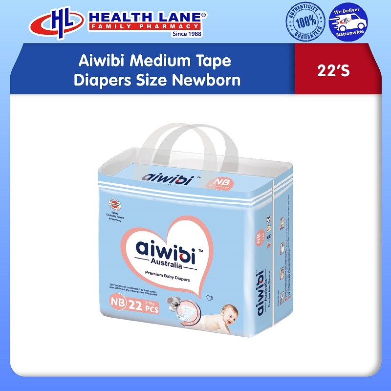 AIWIBI DIAPERS TAPE 22'S (MEDIUM PACK)- NEWBORN