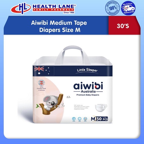 AIWIBI DIAPERS TAPE 30'S (MEDIUM PACK)- M