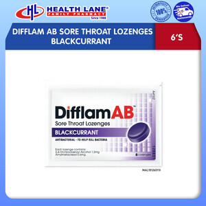 DIFFLAM AB SORE THROAT LOZENGES BLACKCURRANT 6'S