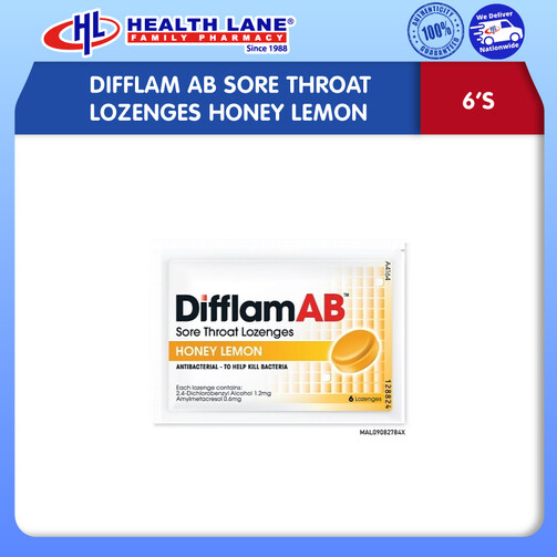 DIFFLAM AB SAKIT TEKAK LOZENGES HONEY LEMON 6'S