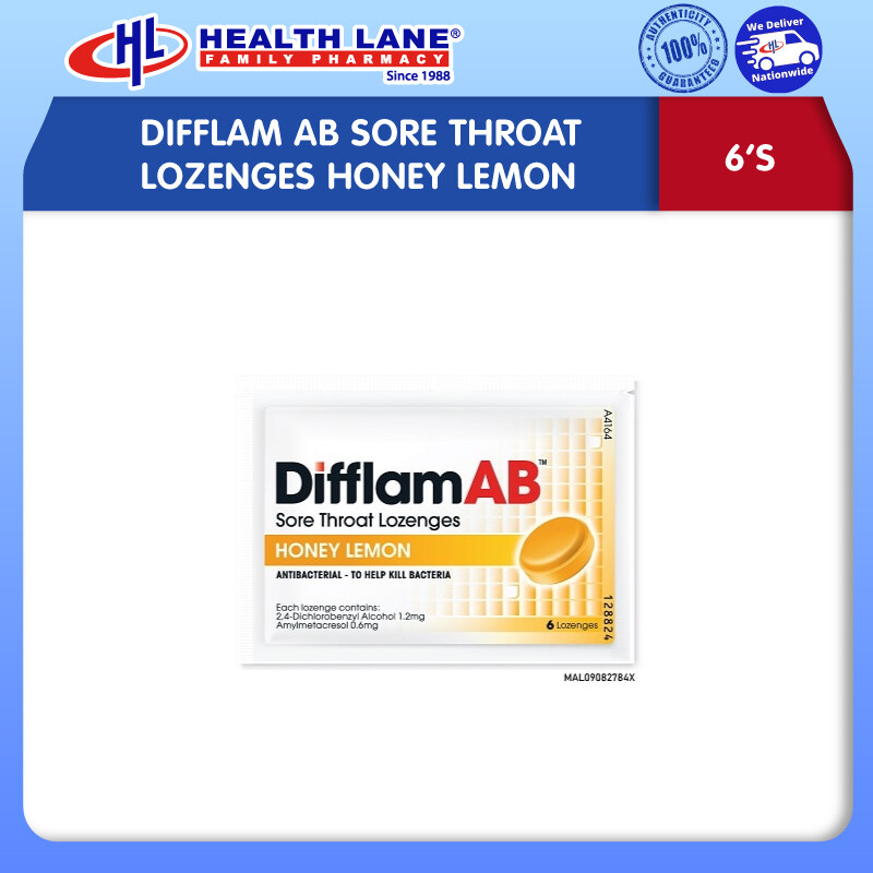 DIFFLAM AB SAKIT TEKAK LOZENGES HONEY LEMON 6'S