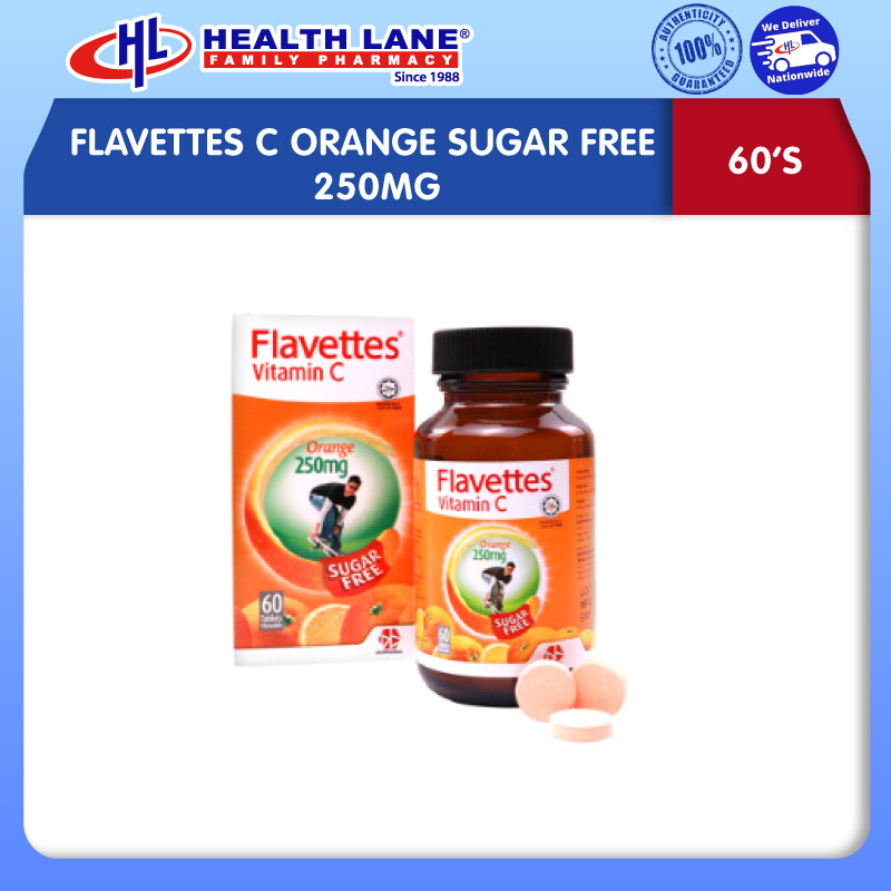 FLAVETTES C ORANGE SUGAR FREE 250MG (60'S)
