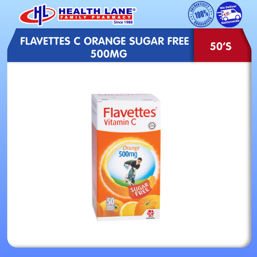 FLAVETTES C ORANGE SUGAR FREE 500MG (50'S)