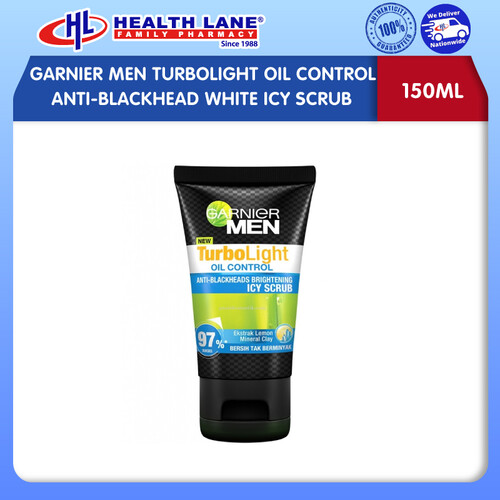 GARNIER MEN TURBOLIGHT CONTROL OIL ANTI-BLACKHEAD WHITE ICY SCRUB (150ML)