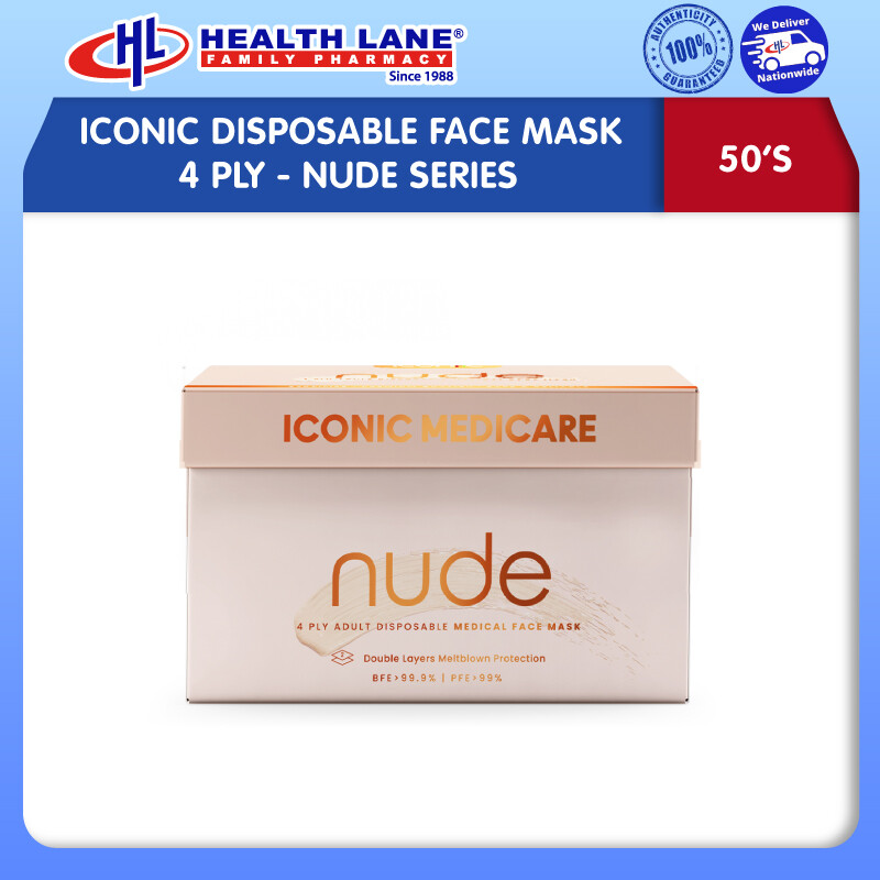ICONIC DISPOSABLE FACE MASK 4 PLY- NUDE SERIES 50'S
