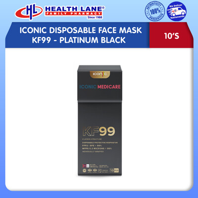 ICONIC DISPOSABLE FACE MASK KF99- PLATINUM BLACK 10'S